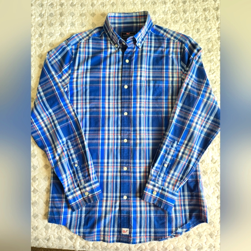 Vineyard Vines Performance Shirt Men's Small Classic Fit Murray Wicking Plaid